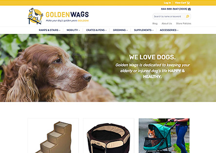 Screenshot of Golden Wags' Home Page