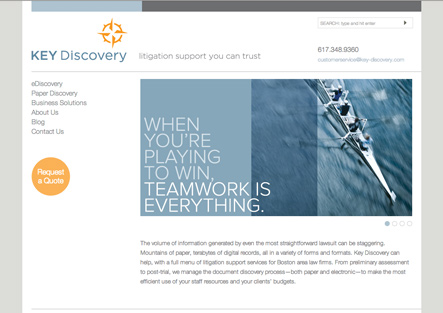 Screenshot of Key Discovery's Home Page