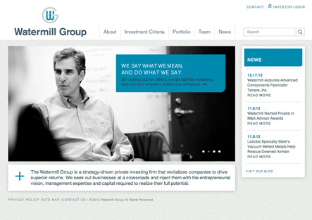 Screenshot of Watermill Group's Home Page